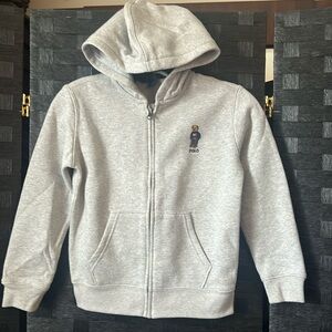 GENTLY WORN (once) BOYS POLO ZIP HOODIE SWEATER SIZE 7